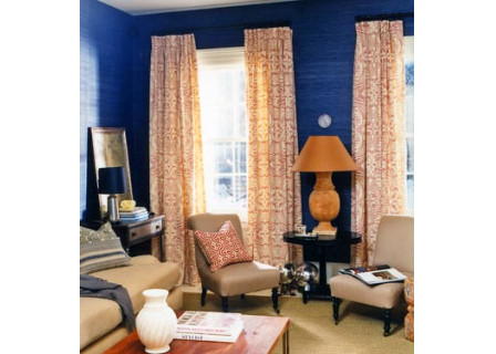 blue room orange lamp